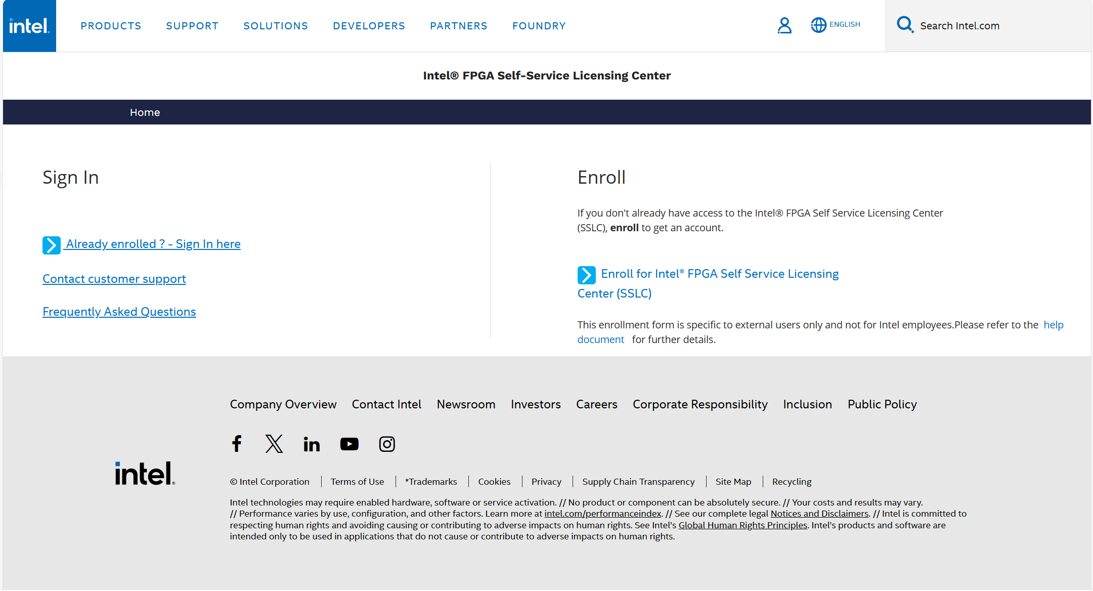 英特尔® FPGA 自助服务许可中心
